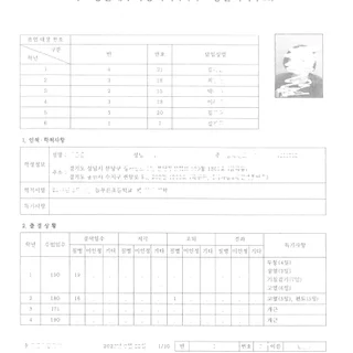 미국 유학을 위한 초등생 생활기록부 한->영 번역