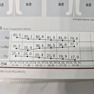 인바디 변화 및 중간과정 바디체크!