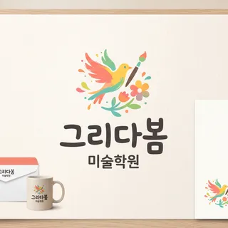 밝고 창의적인 키즈 미술학원 로고 디자인 포트폴리오