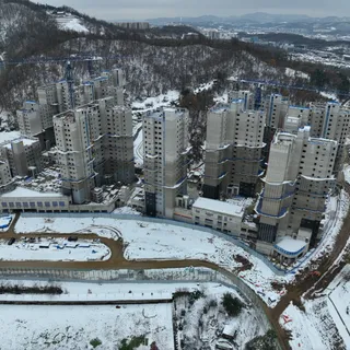 공사현장증축 시계열 드론전경촬영