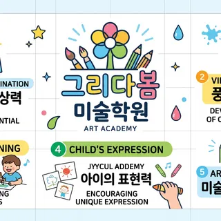 밝고 창의적인 키즈 미술학원 로고 디자인 포트폴리오