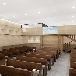 경건함과 실용성을 담은 교회 공간 3D 인테리어 설계