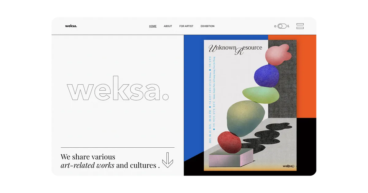 WEKSA 웩사 - 갤러리 웹사이트 / 정진수 (스튜디오 레리모드) - 숨고, 숨은고수 WEKSA 웩사 - 갤러리 웹사이트