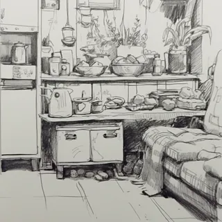 소묘 드로잉 - 풍경(켄트지에 연필)