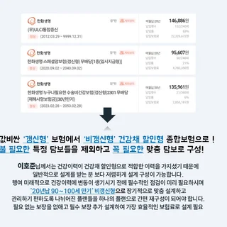 이호준님, 값비싼 보험료를 보장은 좋게 보험료는 낮추기
