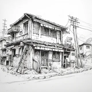 소묘 드로잉 - 풍경(켄트지에 펜, 아이패드)